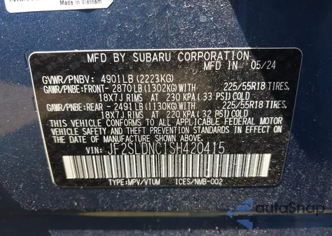 2025 Subaru Forester Limited z USA, uszkodzony, nr VIN JF2SLDNC1SH420415